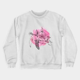 Turtle with peony Crewneck Sweatshirt